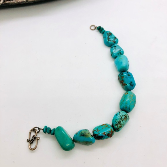 Vintage Turquoise Nugget Stone Bracelet - Picture 12 of 12